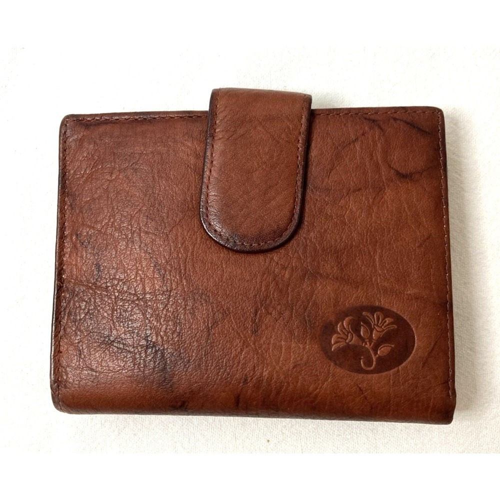 Buxton Brown Top Grain Leather Wallet w/ Coin Purse Ladies Y2K Neutral